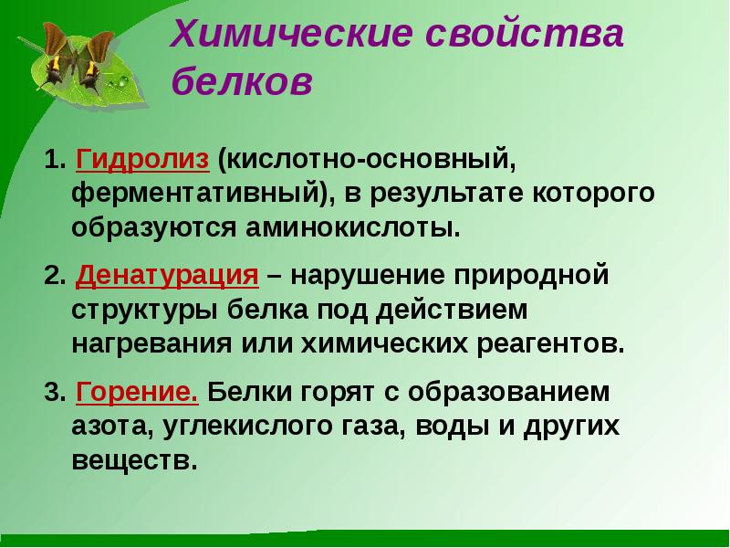 Свойства белков в природе. Химические свойства белков. Белки химическая характеристика.