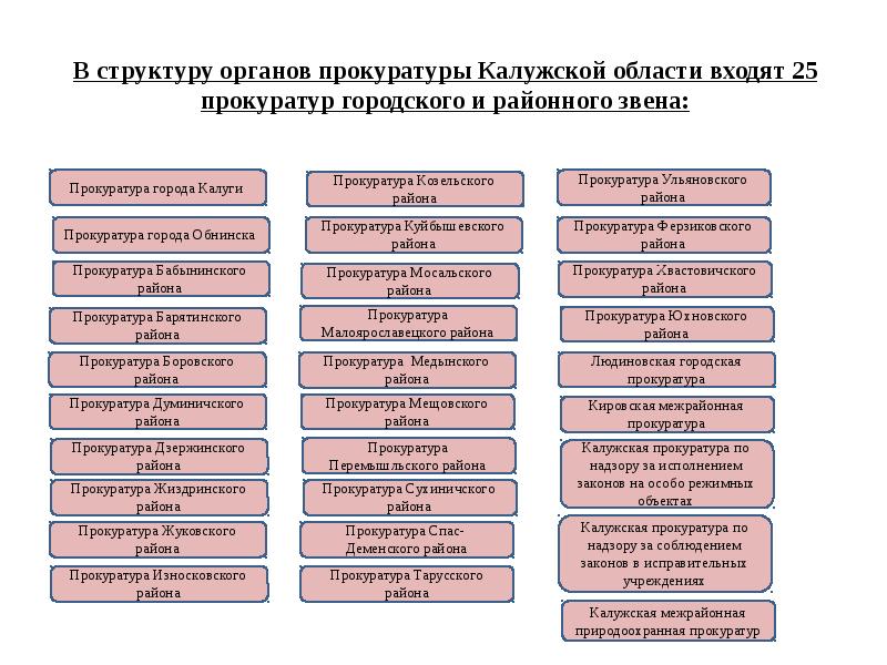 Схема организации деятельности районной городской прокуратуры