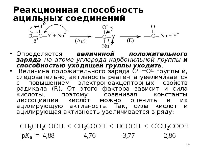 Величина положительного заряда. Реакционная способность карбонильных соединений. Как определить реакционную способность. Реакционная способность ацилирующих соединений. Реакционная способность карбонильной группы.