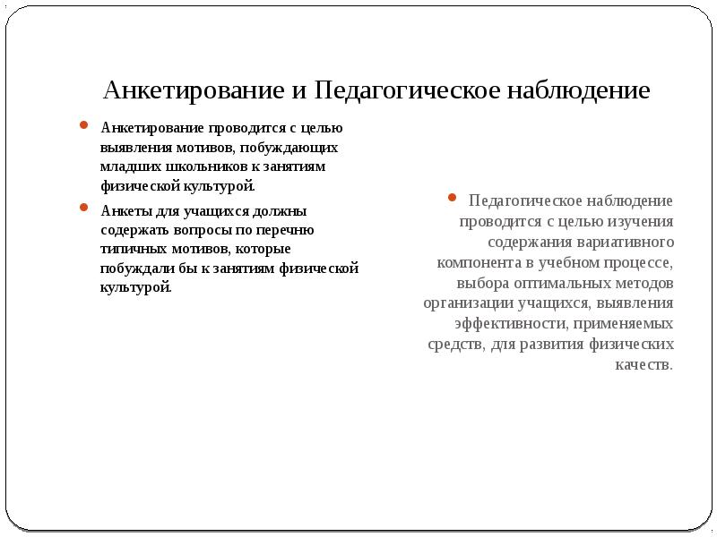 Анкетирование наблюдение