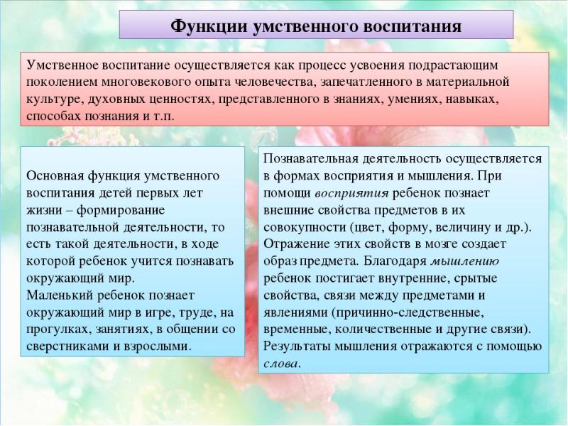 Составьте схему задачи умственного воспитания дошкольников