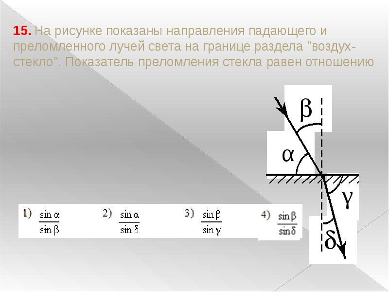 Как рисовать преломленный луч правильно