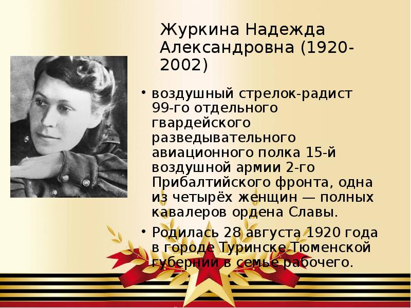 Женщины кавалеры ордена. Журкина Надежда Александровна полный кавалер ордена славы. Журкина Надежда Александровна - стрелок-радист. Надежда Александровна Журкина (Киёк). Одна из четырех женщин полных кавалеров ордена славы.