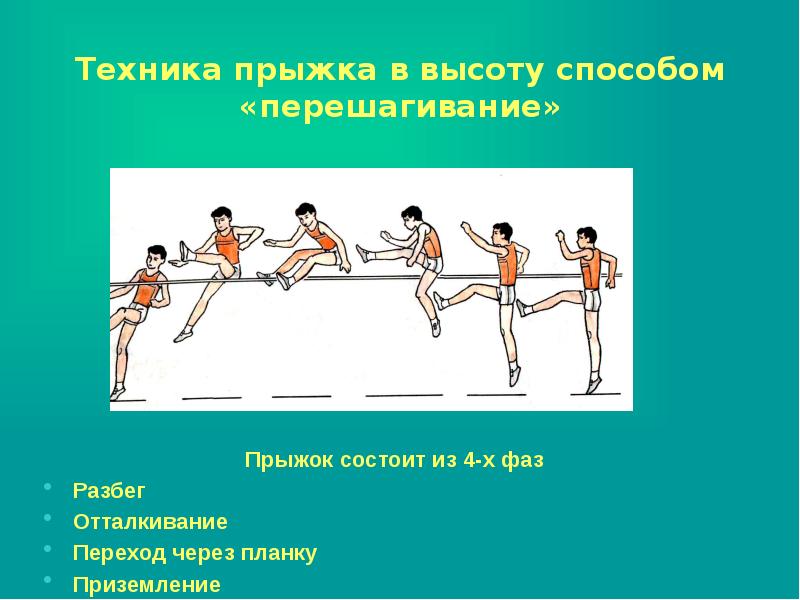 Прыжок в высоту способом перешагивание