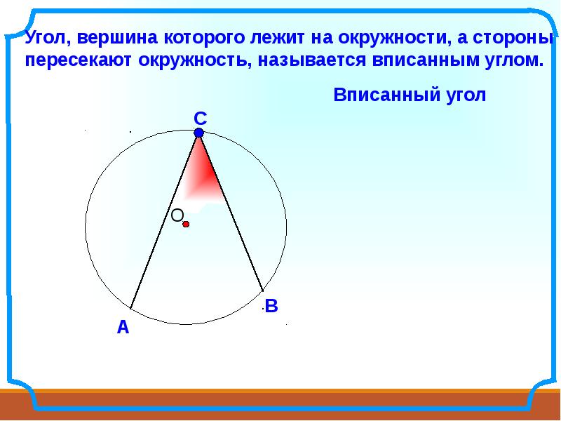 Вписанный угол презентация 8 класс атанасян