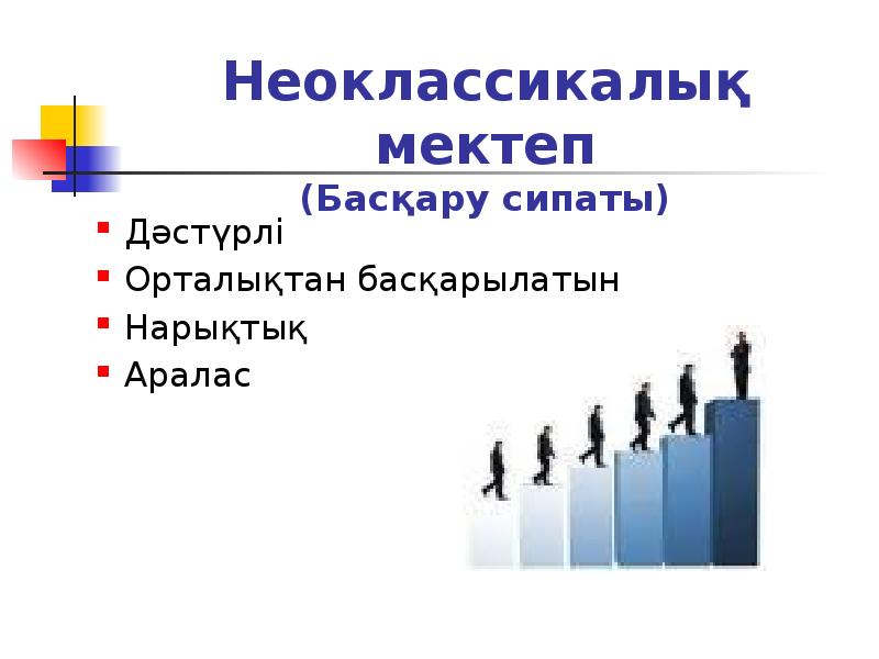 Неоклассикалық мектеп (Басқару сипаты)
Дәстүрлі
Орталықтан басқарылатын
Нарықтық
Аралас Неоклассикалық мектеп (Басқару сипаты)
Дәстүрлі
Орталықтан басқарылатын
Нарықтық
Аралас
