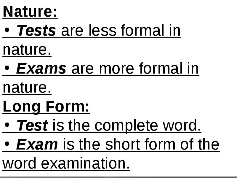Exam vs Test