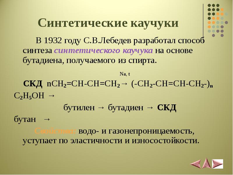 Презентация на тему синтетический каучук 10 класс