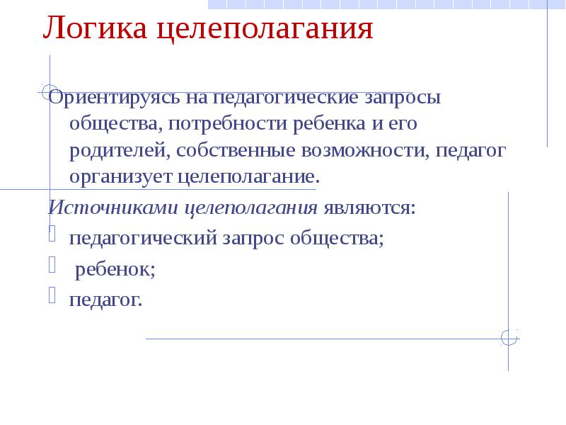 Последовательность процесса целеполагания проекта