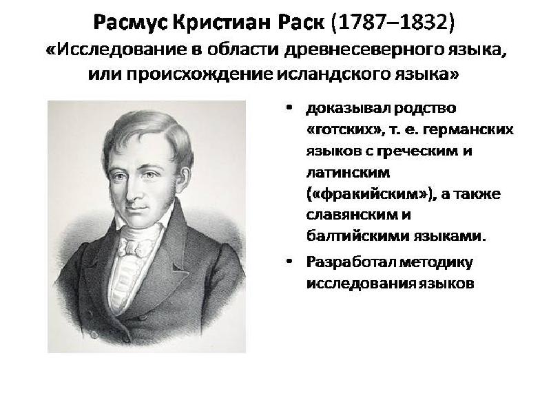 Языков краткая биография. Расмус Кристиан раск (1787-1832). Расмус раск (1787-1832). Rasmus Christian rask (1787-1832). Расмус раск лингвист.