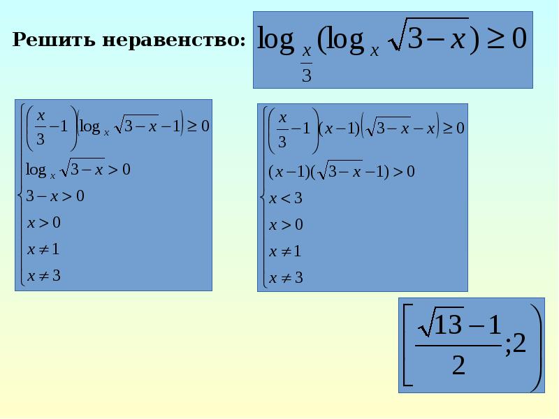 Метод рационализации логарифмических неравенств примеры
