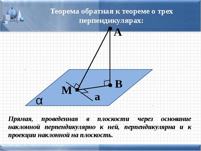 Теорема о трех перпендикулярах 10 класс презентация