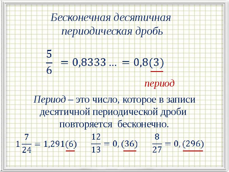 Бесконечные периодические десятичные дроби презентация