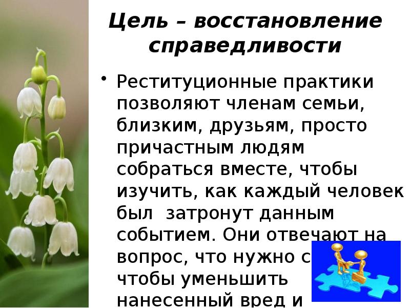 Цель восстановления. Реституционные практики. Восстановить справедливость это чудо.