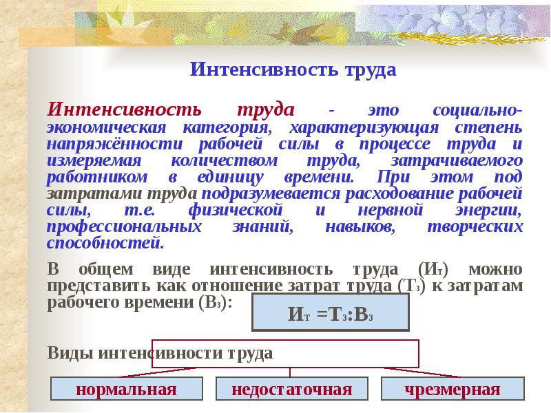 Измерение интенсивности. Интенсивность труда. Интенсивность трудовой деятельности.