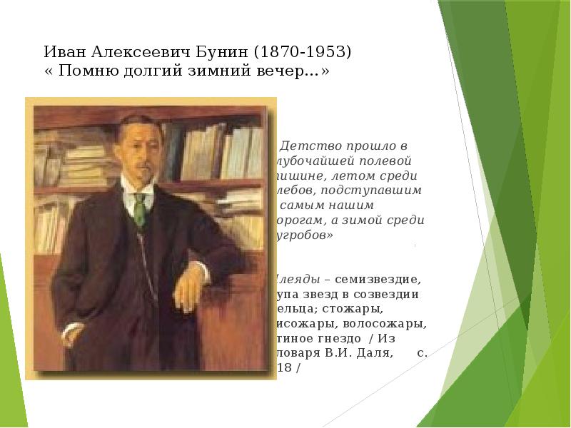 Бунин помню долгий зимний вечер презентация 5 класс