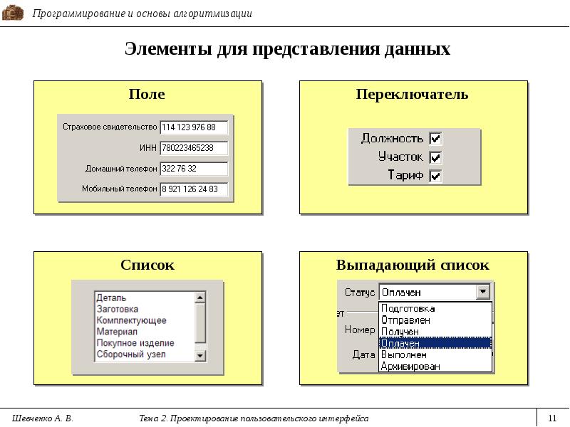 Проект пользовательского интерфейса