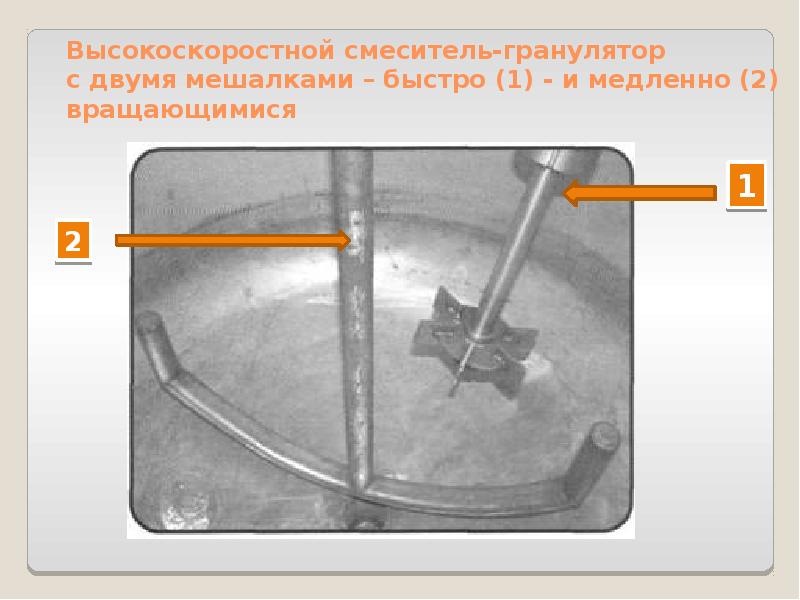 Высокоскоростной смеситель-гранулятор с двумя мешалками – быстро (1) - и медленно