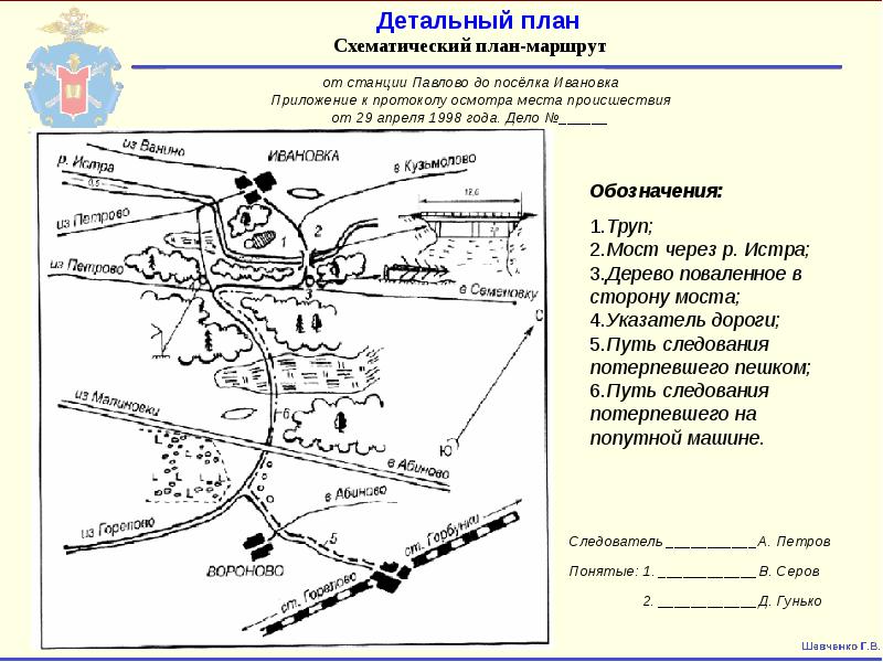 Схематический план места происшествия