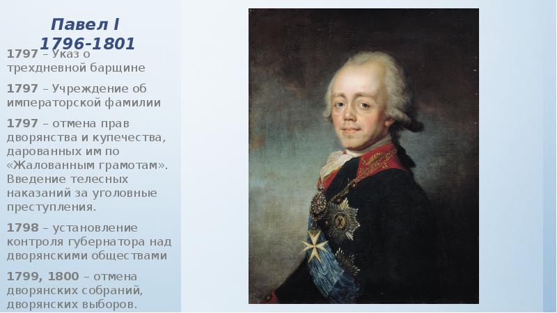 1796 1801 событие в истории россии впр. Учреждение об императорской фамилии. Указ об императорской фамилии.