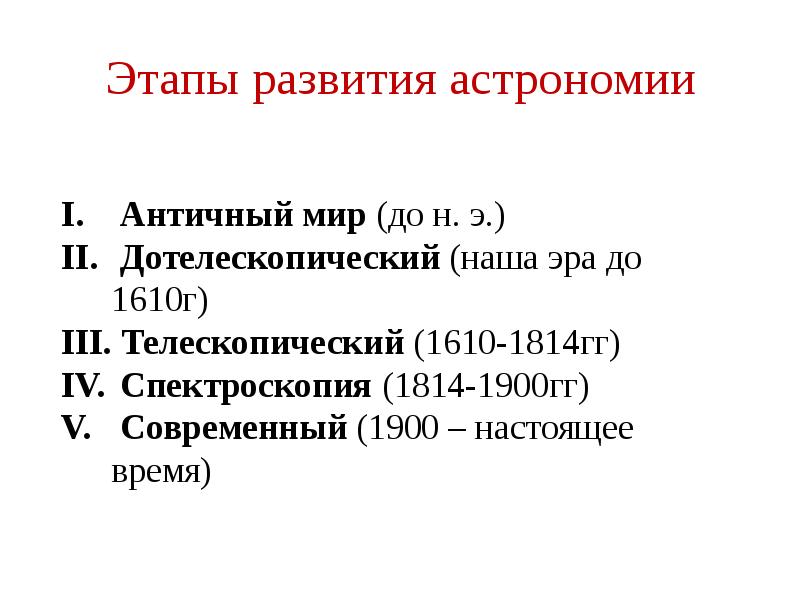 Этапы развития астрономии презентация