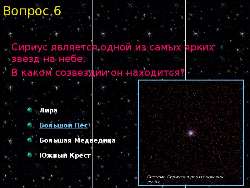 Яркая звезда в созвездии сириус