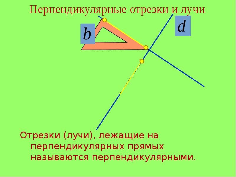 Отрезки лежащие на перпендикулярных прямых