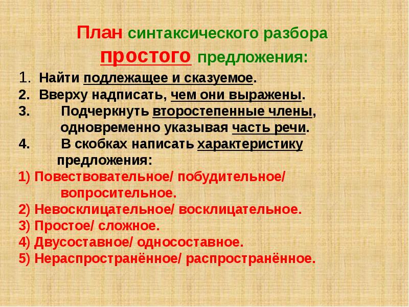 Синтаксический разбор простого и сложного предложения 6 класс презентация