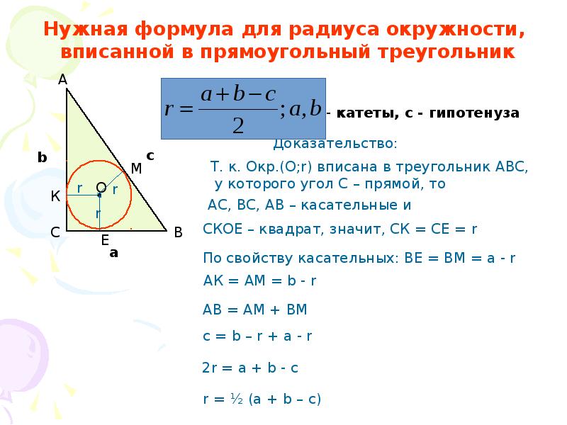 Радиус окружности вписанной в любой треугольника