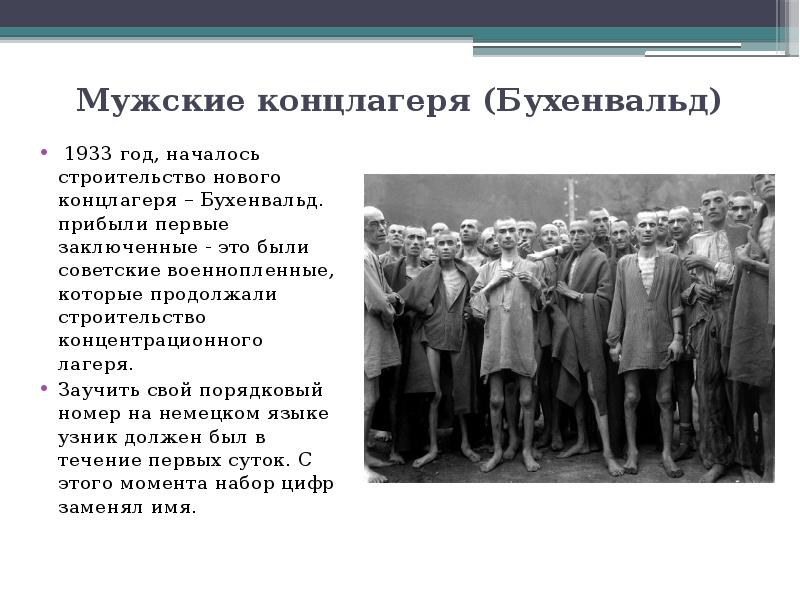 Мужские концлагеря (Бухенвальд)
1933 год, началось строительство нового концлагеря – Бухенвальд. Мужские концлагеря (Бухенвальд)
1933 год, началось строительство нового концлагеря – Бухенвальд.