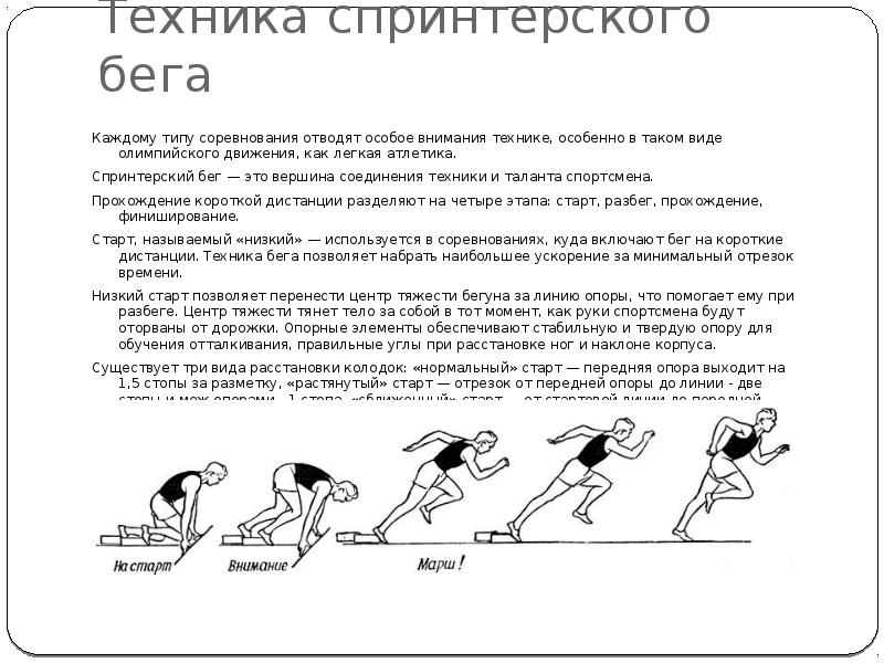 Бег на короткие дистанции схема