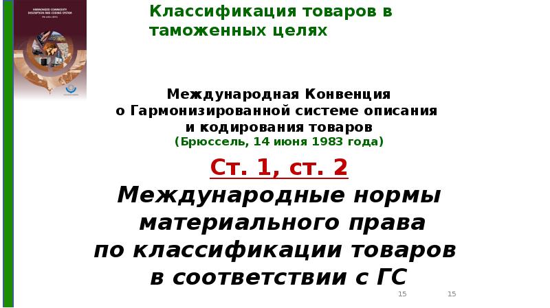 Международная конвенция о гармонизированной системе описания и кодирования товаров презентация