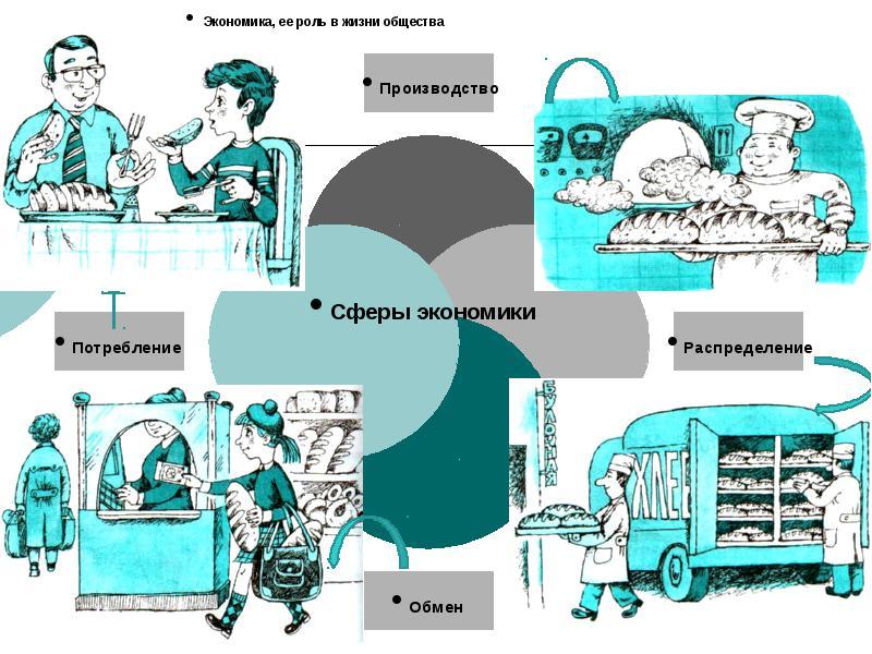 Производство распределение обмен потребление рисунок