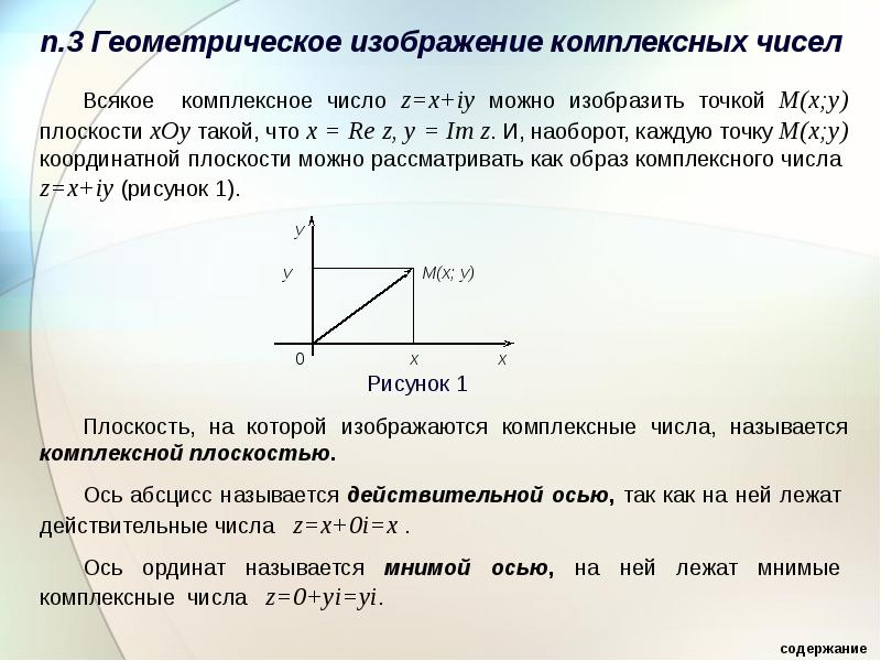 На рисунке представлена геометрическая иллюстрация комплексного числа z x iy