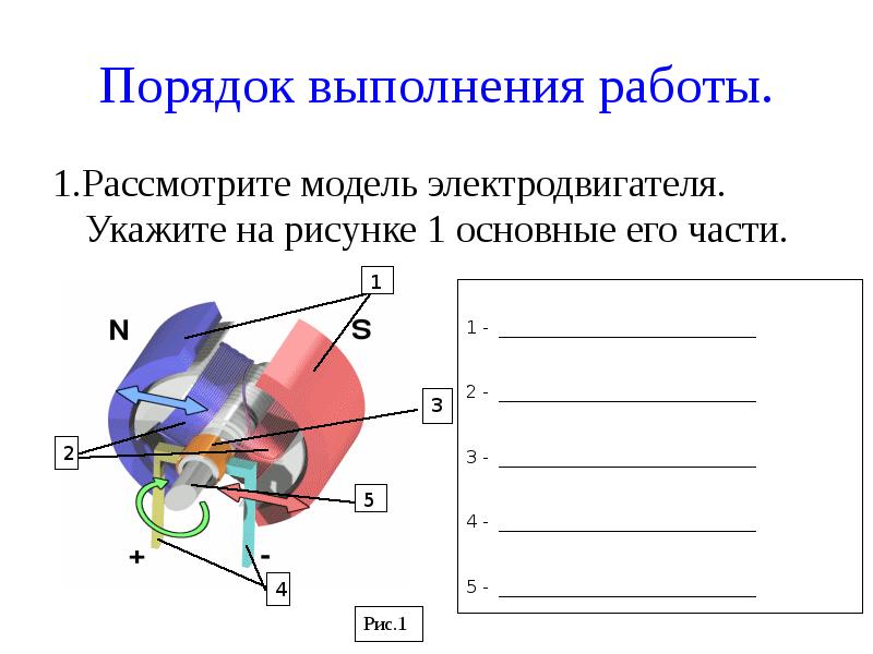 Модель электродвигателя схема с подписями