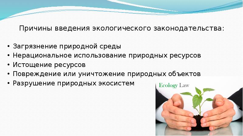 Почему ввод. Нерациональное использование природных ресурсов причины. Экологизация законодательства это. Причины истощения загрязнения и разрушения природной среды. Экологическое законодательство РФ.