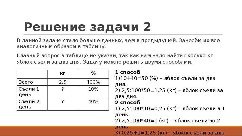 Решение задачи 2 В данной задаче стало больше данных, чем в
