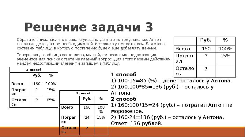 Решение задачи 3 Обратите внимание, что в задаче указаны данные по