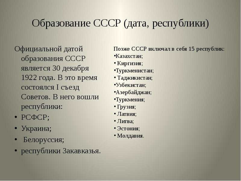 Образование ссср дата