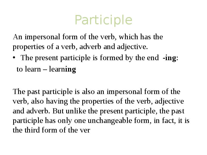 Non finite forms of the verb презентация