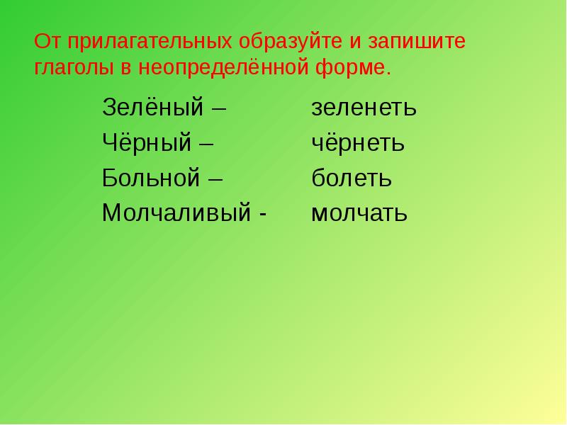 Напишите глаголы в неопределенной форме рисовал посадил нарезал заварил подумал