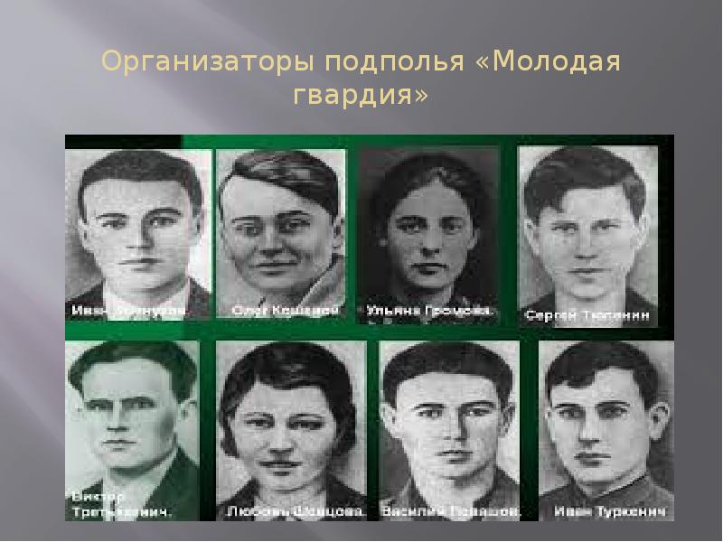 Фото молодогвардейцев краснодона с фамилиями по одному