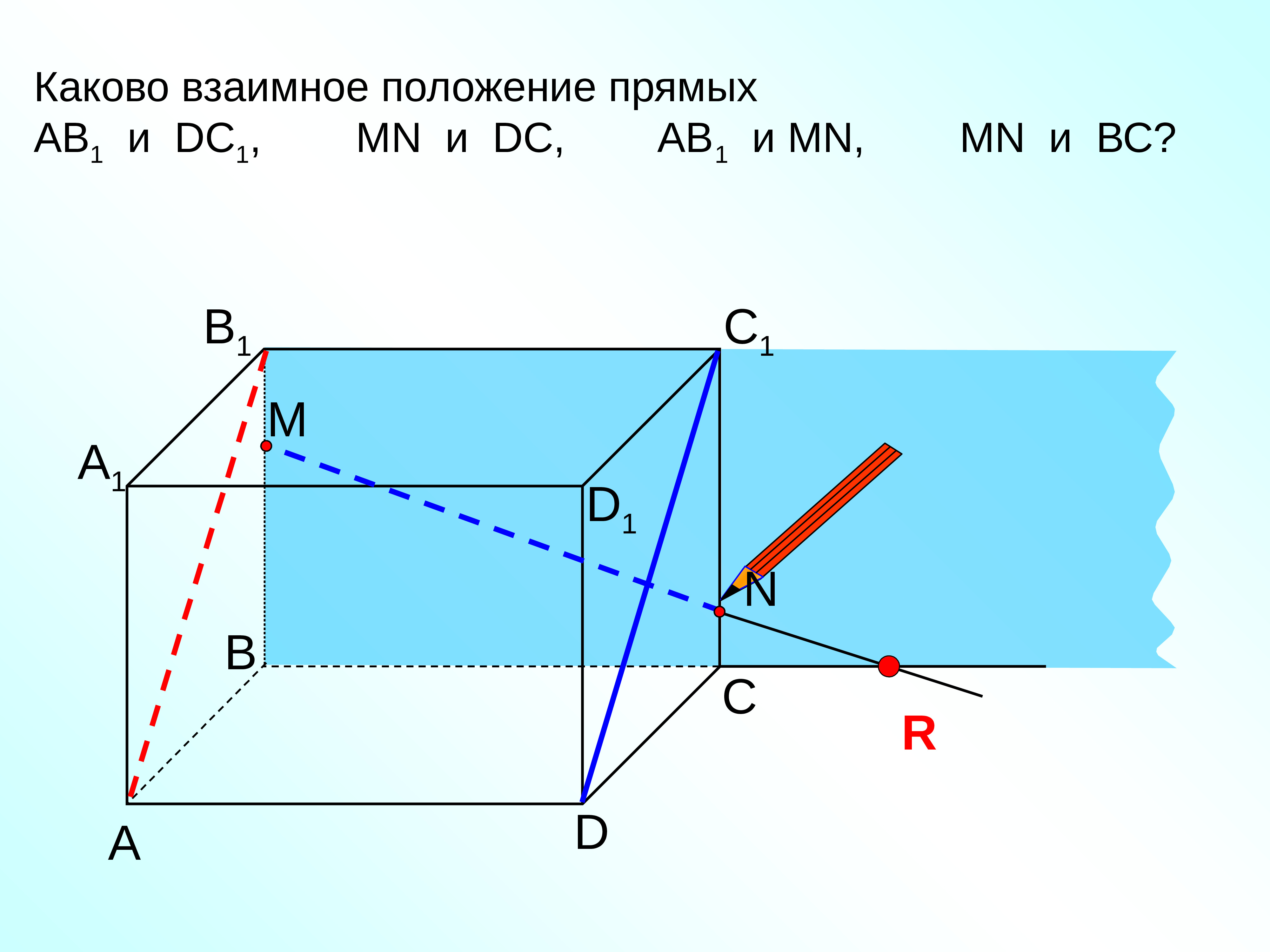 Каково взаимное расположение точек. Каково взаимное расположение прямых ab1 и bd1. Каково взаимное расположение прямой ab и плоскости. Каково взаимное положение прямых а1d и MN, а1d и в1с1, МN И a1b1?. Каково взаимное расположение прямых ke и MH?.