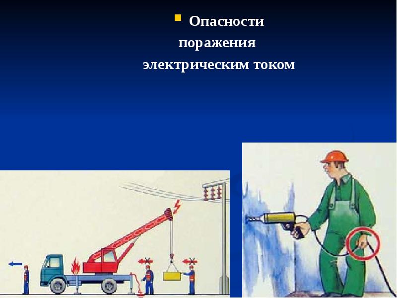 Опасности
Опасности
поражения
электрическим током Опасности
Опасности
поражения
электрическим током