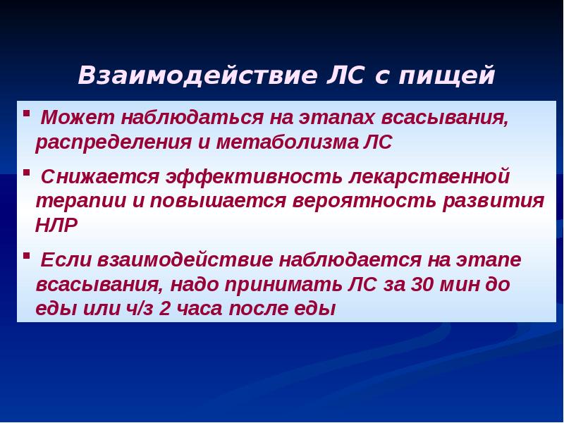 Взаимодействие лекарственных препаратов с пищей презентация