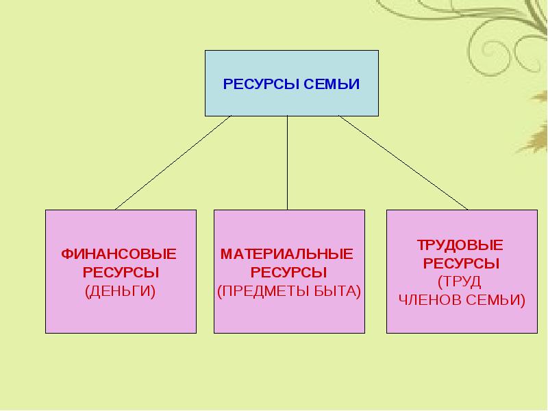 Ресурсы семьи схема