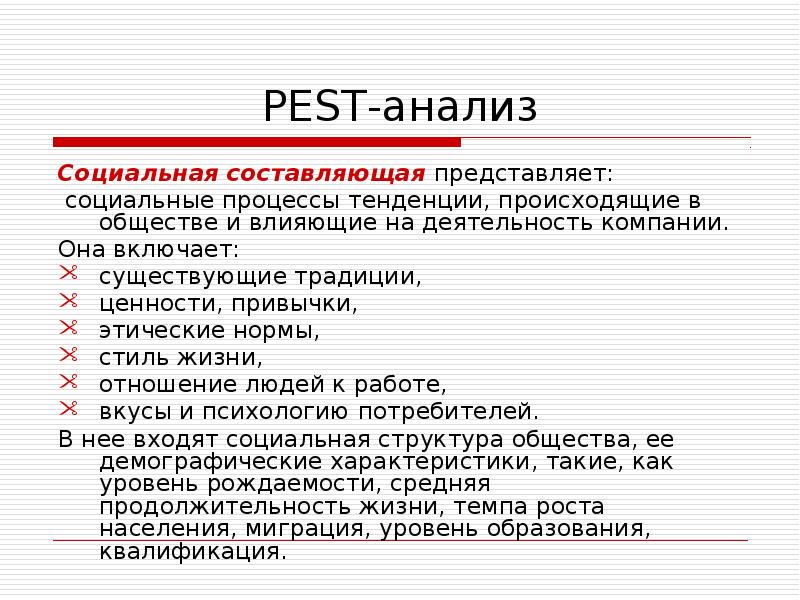 Пест анализ презентация