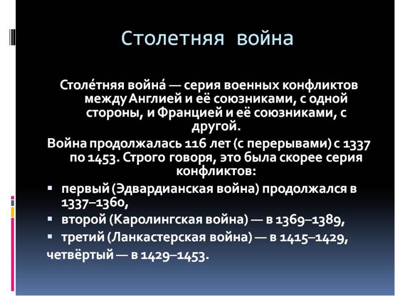 Столетняя война схема