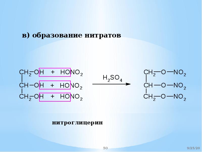 Составьте схему получения тринитроглицерина из жира над стрелками переходов