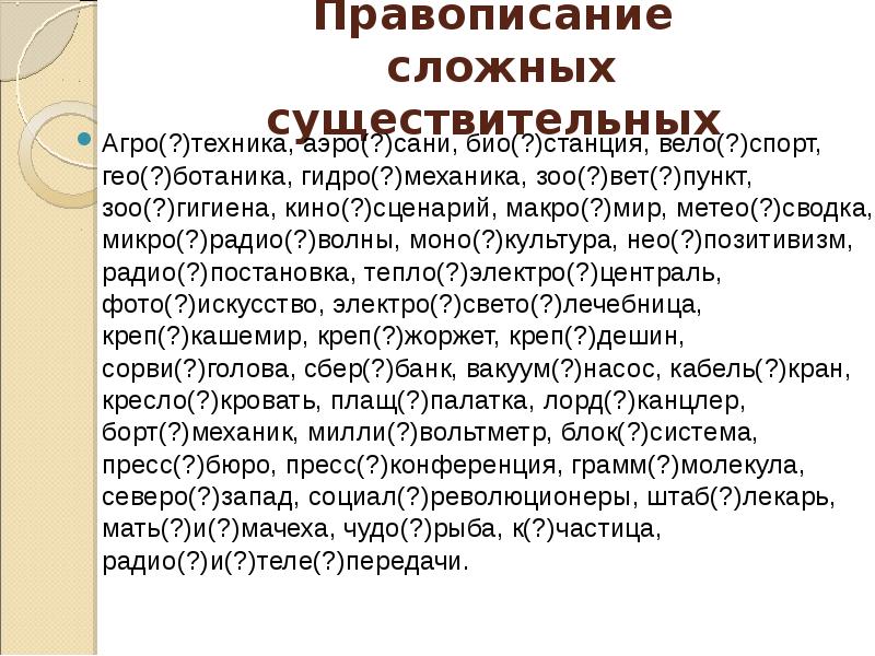 Правописание сложных слов презентация